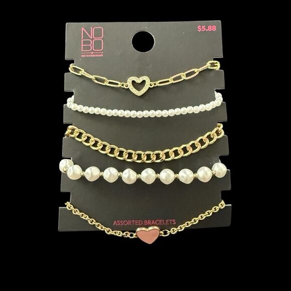 NOBO No Boundaries Elegant Gold-Tone and Simulated Pearl Assorted Bracelets - Picture 1 of 2